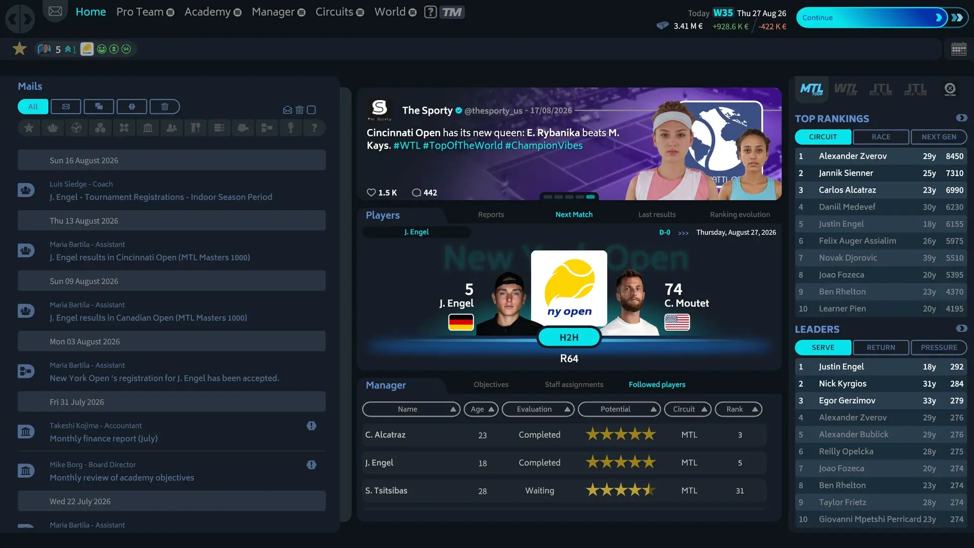 Tennis Manager 26 Gameplay Screenshots 1